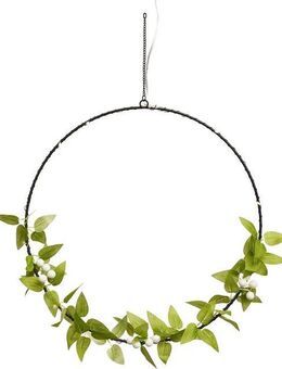 IC Winterworld LED Dekolicht Weihnachtsdeko, LED fest integriert, Warmweiß, Beleuchteter Metall-Ring, mit Blättern beschmückt, Ø ca. 30cm