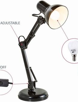 B.K.Licht Schreibtischlampe Draco, ohne Leuchtmittel, Tischlampe, schwarz, Metall, Retro, Schreibtisch, dreh- u. schwenkbar