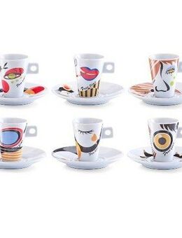 Zeller Present Espressotasse Faces, Porzellan, 6 Tassen, 6 Untertassen