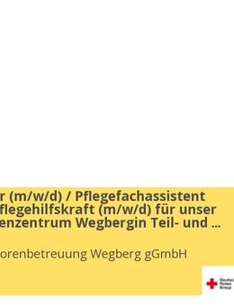Pflegehelfer (m/w/d) / Pflegefachassistent (m/w/d) / Pflegehilfskraft (m/w/d) für unser DRK-Seniorenzentrum Wegbergin Teil- und Vollzeit - Wegberg