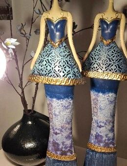 Prinzessin mit Krone. Königin. Figur. Metall. Blau. Gold - Kempen