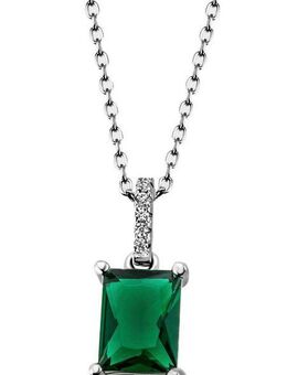 Firetti Kette mit Anhänger Schmuck Geschenk Silber 925 Halsschmuck Halskette Ankerkette Stein, mit Glasstein, Zirkonia (synth)