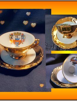 ❤ Vintage Mokka Tasse in Gold Bavaria Lorenz Stadt Siegen Sammler,Antik,Geschirr,golden,Untertasse,Tulpenstolz,Goldrand vergoldet - Hamburg