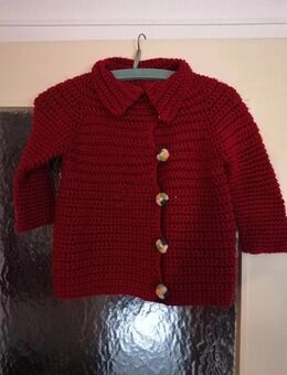 Weinrote Jacke - Strickweste - Gr. 116/ 122 ? - siehe Maße - handmade - Pirmasens
