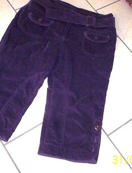 Damenhose sportlich elegant Feincord Caprihose lila Grße M-L - Schauenburg