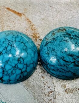 2 Türkis Cabochons rund ca 16mm als Paar geschliffen für Ohrringe - Köln