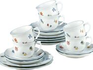 Seltmann Weiden Kaffeeservice Geschirr-Set, Service Sonate Streublume (18-tlg), 6 Personen, Porzellan, Made in Germany, 18 Teile, für 6 Personen