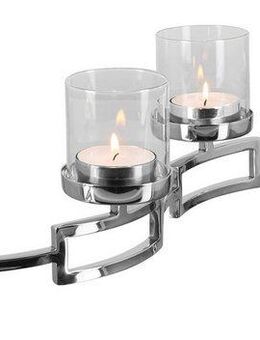 Fink Kerzenleuchter HOMMAGE, Weihnachtsdeko (1 St), silberfarben - aus Edelstahl und Glas, 4-flammig, Adventsleuchter