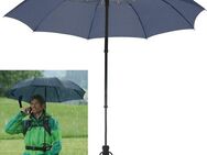 EuroSCHIRM® Taschenregenschirm teleScope handsfree, marineblau, zweifach ausziehbarer Schaft, handfrei tragbar
