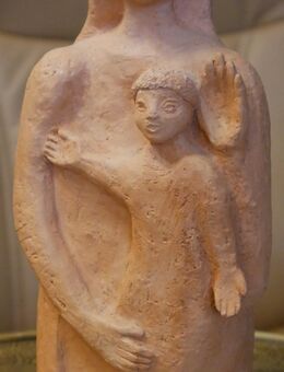 Alte Skulptur aus Terrakotta ca. 1960 , Mutter mit Kind , Höhe 26cm , nicht signiert - Görlitz