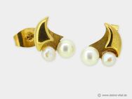 Schöne 333er Gold Ohrringe mit Perlen, gebrauchter Schmuck (1589) - Leverkusen