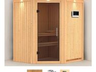 Karibu Sauna Tomke, BxTxH: 184 x 165 x 202 cm, 68 mm, (Set) 3,6-kW-Plug & Play Ofen mit externer Steuerung