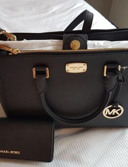 Schwarze Leder-Handtasche "Michael Kors", neu + schwarze Leder-Geldschein-Tasche "Michael Kors", neu - München