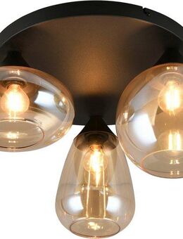 TRIO Leuchten Deckenleuchte Lumina, Deckenlampe 3-flammig mit Glasschirm, exkl 3x E14, max 10W, Leuchtmittel wechselbar, warmweiß - kaltweiß, Ø 49 cm Höhe 25 cm, spiegelnde Glas Lampenschirme in 3 modernen Formen