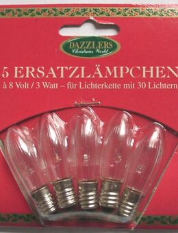5 Ersatzlämpchen 8V 3W E10 z.B. für Lichterketten in OVP - Dassel