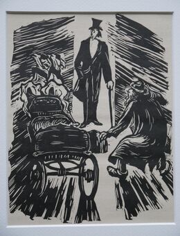 Grafik von Ernst Barlach , Der Besuch , Blatt unter Passepartout , Ansicht 16,5cm x 13cm , Passepartout 30cm x 40cm - Görlitz