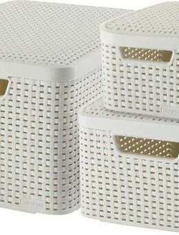 Curver Organizer Style Box L+M+S (Set, 3 St), Aufbewahrungsbox, stapelbar mit und ohne Deckel
