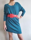 Türkises Strickkleid / Longpullover - Größe S/M in 66440