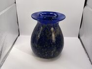Glasvase Vase - ca. 12cm hoch ca. 9m Öffnung - blaugrün gemustert - Essen