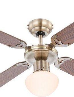 GLOBO LIGHTING Deckenleuchte CHAMPION, Ventilatorfunktion, ohne Leuchtmittel, Ventilator/antik/Wohnbereich/Schlafzimmer/Holz / altmessing / 4 Flügel