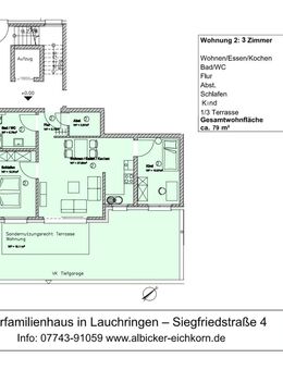 3 Zi. EG mit Terrasse ca. 79 m² - Wohnung 2 - Siegfriedstr. 4, 79787 Lauchringen - Neubau - Lauchringen
