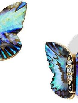 Fossil Paar Ohrstecker Schmuck Edelstahl Ohrringe Sutton Schmetterling, mit Glasstein - mit Abalone-Perlmutt