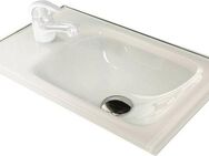 FACKELMANN Einbauwaschbecken SBC, Badmöbel Waschbecken aus Glas, Breite 45cm, links u. rechts verwendbar