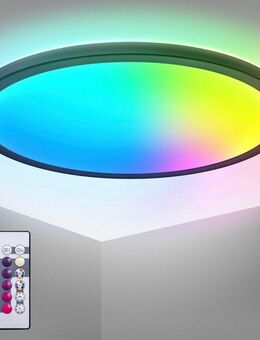 B.K.Licht LED Deckenleuchte BK_PL1554 RGBW Deckenlampe, LED Panel, mit Farbwechsel, Dimmbar, RGB, LED fest integriert, Neutralweiß, Ultraflach, mit Backlight, mit Fernbedienung, Schwarz, 42x30 cm (DxH)