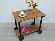 Beistelltisch auf Rollen, Sofatisch, Nußbaum +Teak Upcycling aus altem Babywagen - Sinzig