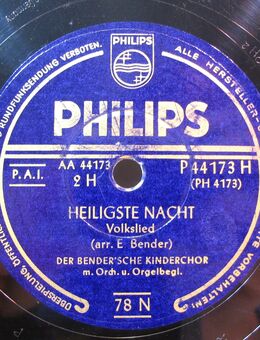 Schellack Schallplatte: Der Bender´sche Kinderchor - Heiligste Nacht + Es ist ein Ros´ entsprungen - Biebesheim (Rhein)