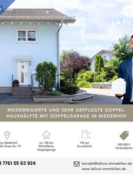 Gepflegte und modernisierte Doppelhaushälfte mit Dachstudio und Doppelgarage in Niederhof - Murg