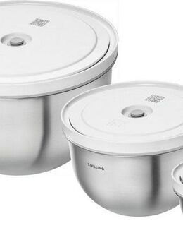 Zwilling Aufbewahrungssystem Fresh & Save BOWLS, Edelstahl, (Set, 6-tlg., 1 Vakuumschüssel + Deckel (S / 12 cm), (M / 18 cm) + (L / 24 cm), Vakuumschüssel Set S/M/L / 6-tlg., Edelstahl