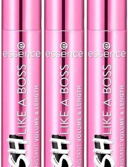 Essence Mascara LASH LIKE A BOSS INSTANT VOLUME & LENGTH MASCARA ULTRA BLACK, 3-tlg., mit ultraschwarzer Textur