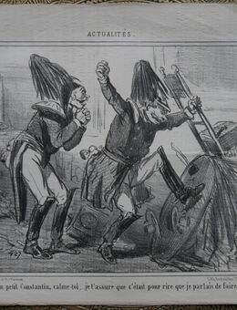 Alte Lithografie aus dem Jahr 1855 : Blatt aus Le Charivari , Grafik von Cham - signiert , Nummer 427 , M24 - Görlitz