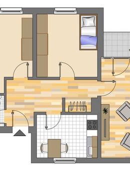 Helle 3 Zimmer Wohnung mit Balkon in Erftahl - Neuss