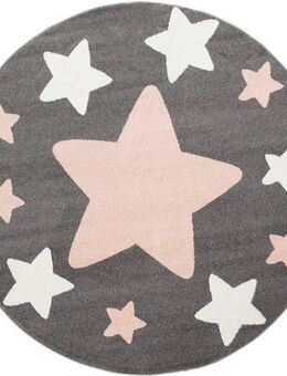 Paco Home Kinderteppich Capri 330, rund, Höhe: 11 mm, Kurzflor, Motiv Sterne, Pastell-Farben, Kinderzimmer