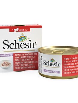 Schesir Natural mit Reis 6 x 85 g - Thunfisch & Rinderfilet mit Reis
