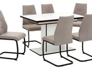 HELA Essgruppe Ariana, Esstisch mit 6 Stühlen, ausziehbarer Küchentisch, (Set, 7-tlg., 1 Tisch ausziehbar / 6 Stühle), Tisch 120-160cm, 6 Stühle mit hoher Belastbarkeit