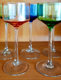 Vintage Wein/Likörgläser mit bunten Kelchen - Gera