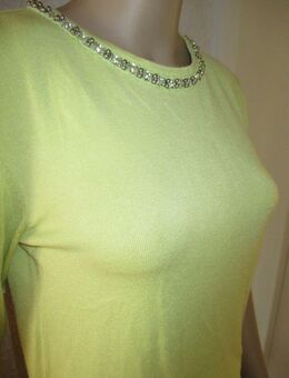 NEUw * Gold- Perlen * Strass- Kristalle * Kurzarm * Feinstrick- Pullover ''atmosphere'' Gr. 36- 38/ S * limone * gelb- grün * - Riedlingen