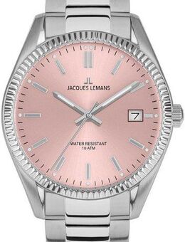 Jacques Lemans Quarzuhr Derby 50-4G, Armbanduhr, Damenuhr, Datum, Leuchtzeiger, Edelstahlarmband