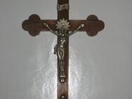 Altes Kreuz, Holzkreuz, Jesus aus Metall, 28 x 16 cm - Büdelsdorf