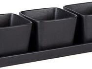 WENKO Dipschale Snack & Dip, Keramik, (Set, 3-tlg), Snackschalen für Knabbereien, Dips & Antipasti, je 300 ml, mit Tablett