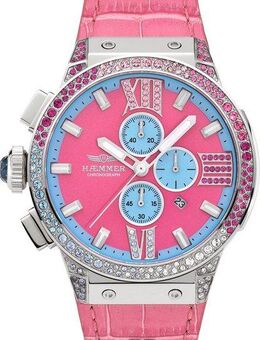 HAEMMER GERMANY Chronograph EMINENT RUBY, E-011, Quarzuhr, Damenuhr, Datum, Stoppfunktion, Saphirglas, Lederarmband