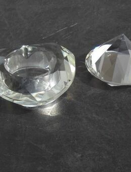 Teelichthalter Herz Leuchter + Kristallglas Diamant Deko zus. 4,- - Flensburg