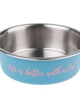 TIAKI Edelstahlnapf "Better With A Cat" - 450 ml, Ø 14 cm