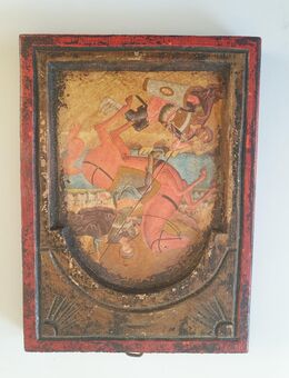 Alte IKONE, hl. Georg,  vermutlich russisch, 17 x 12,5 cm - Büdelsdorf