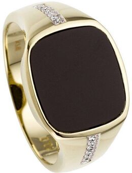 JOBO Fingerring Ring mit Onyx und 12 Diamanten, 585 Gold bicolor