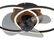 GLOBO LIGHTING Deckenleuchte KAREN Deckenventilator Metall schwarz matt, CCT - über Fernbedienung, Dimmfunktion, Farbsteuerung, Memory, nach Trennung vom Netz, Memoryfunktion, Timerfunktion, Ventilatorfunktion, dimmbar über Fernbedienung, LED fest...