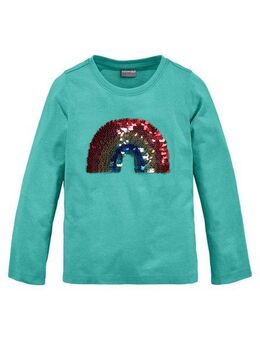 KIDSWORLD Langarmshirt Regenbogen Pailletten-Applikation Langarm, Basic-Passform, mit schimmernden Pailletten-Applikationen